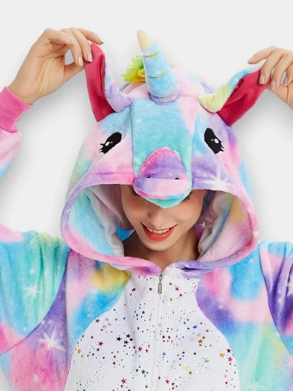 Adult Unicorn Onesie – Cozy Rainbow Hooded Pajamas Costume