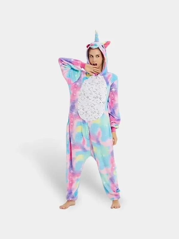 Unicorn Onesie for Adults - Soft Rainbow Kigurumi Pajamas