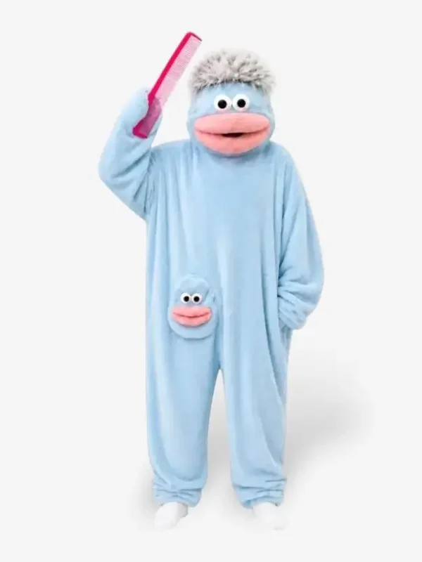 Blue big- mouth monster onesie
