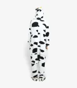 Back view of the adult cow onesie showcasing the black spots and attached tail.
