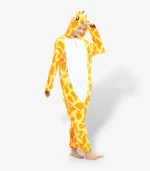 Side profile of the cozy giraffe loungewear, perfect for relaxing weekends and fun costume parties.