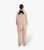 Back view of the fawn puppy sleepwear highlighting the soft attached curly tail.