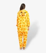 Back view of the yellow spotted sleepwear costume highlighting the soft attached tail and detailed fleece design.